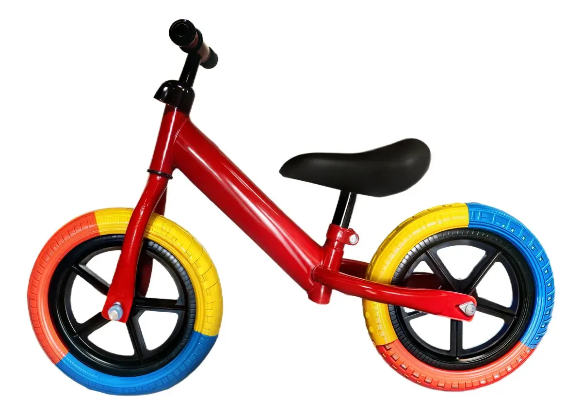 Bicicleta de equilíbrio ajustável para crianças sem pedais, cor vermelha