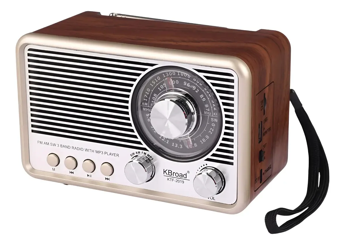 Rádio FM e AM analógico portátil Kbroad KTF-2019 prateado