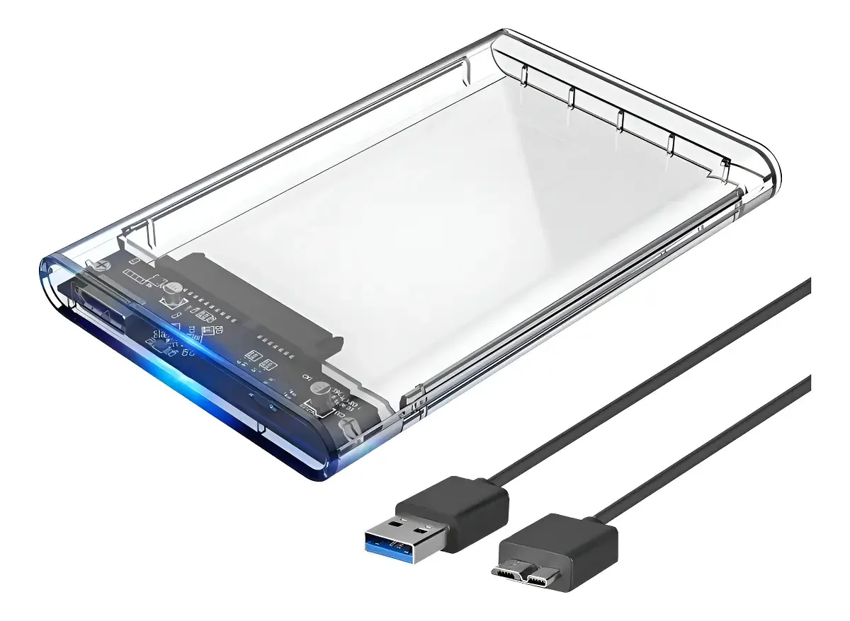 Case Externo HDD/SSD XZhang USB 3.0 Transparente SATA 2.5 Notebook PC 5Gbps
