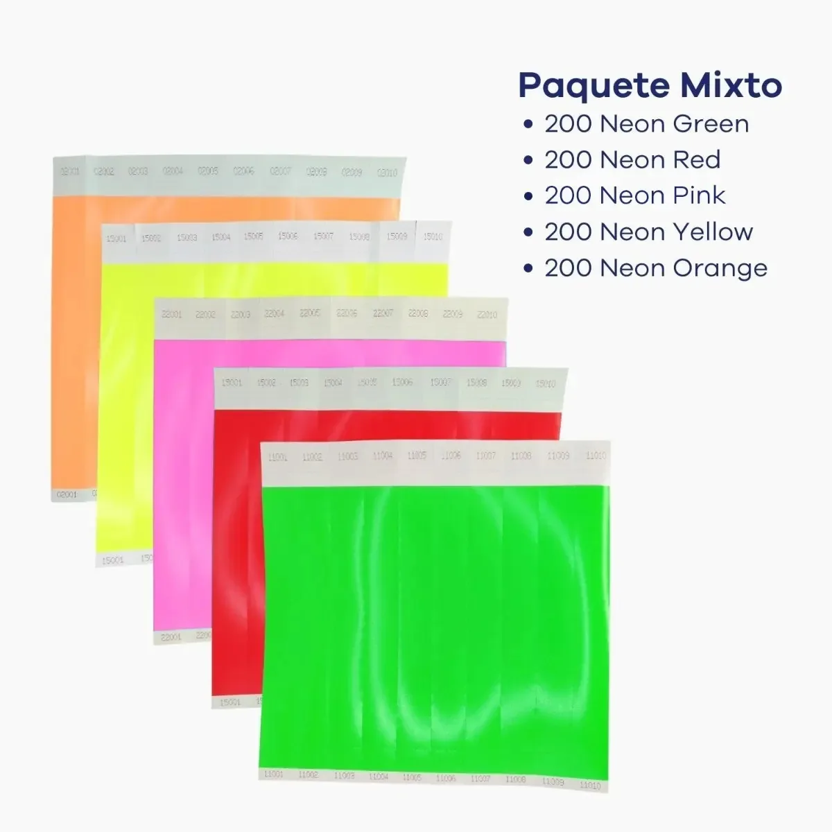 Pulseiras de Papel Sintético Personalizadas - 1000 Pulseiras de Cores Mistas