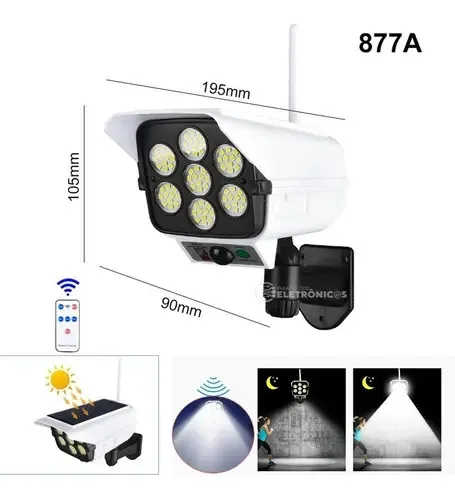 Câmera Refletor Luminária Energia Solar Sensor Presença Cor da carcaça Branco