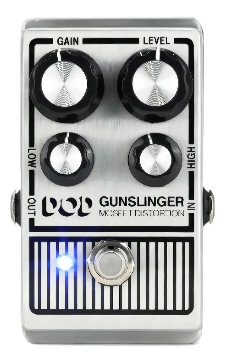 Pedal Distortion DOD Gunslinger Prateado para Guitarra 9V