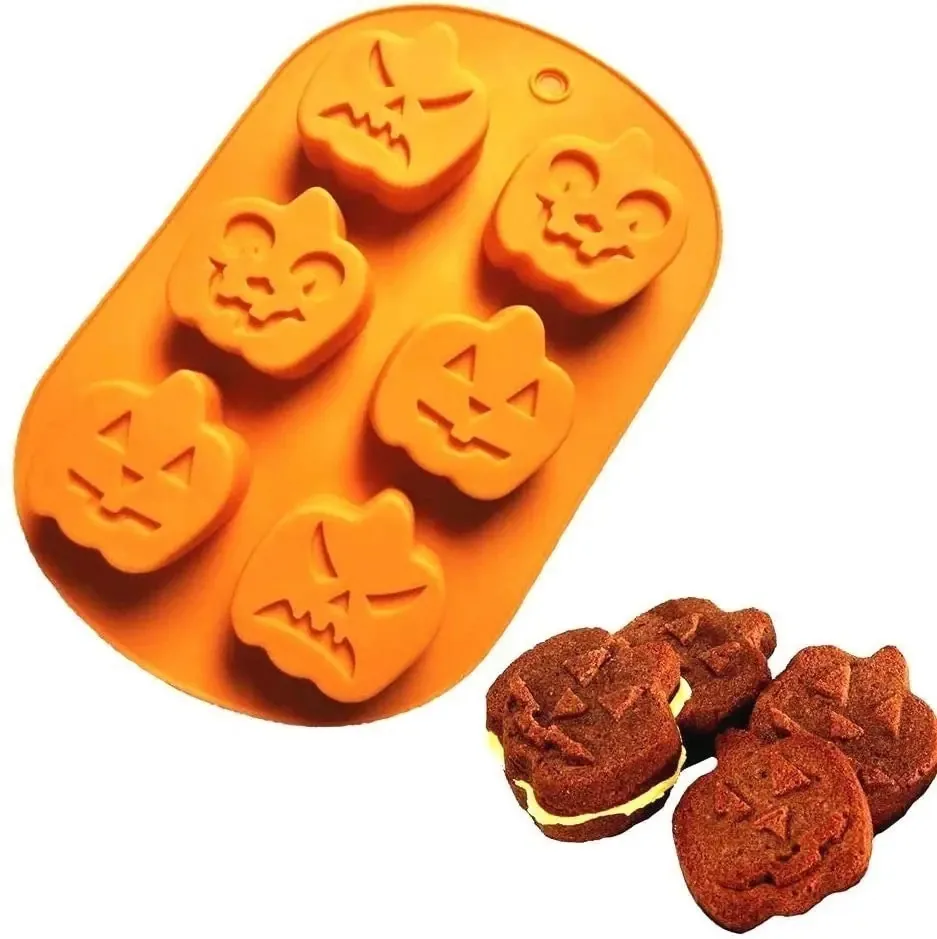 Moldes de Halloween Moldes de silicone Moldes de abóbora de Halloween Cor laranja
