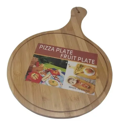 Prato de pizza/comida de madeira