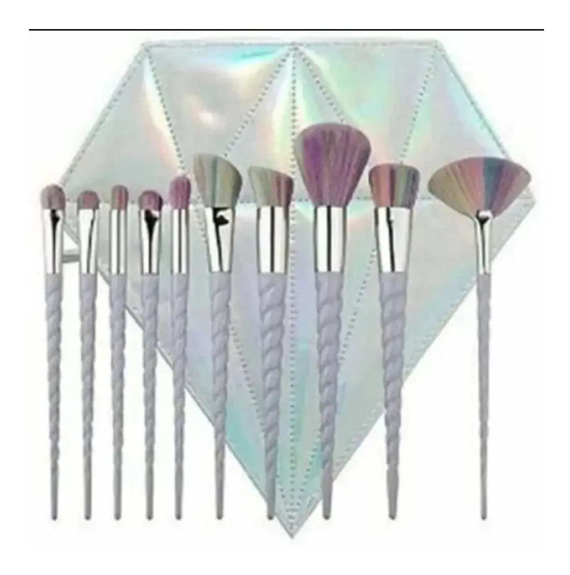 Kit de 10 pincéis e pincéis de maquiagem Unicorn Diamond