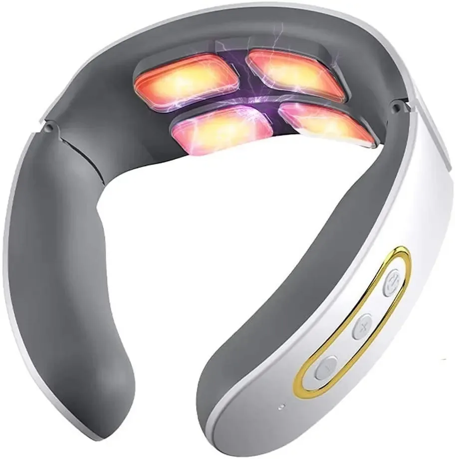 Massageador elétrico de pescoço cervical, calor eletromagnético, cor branca