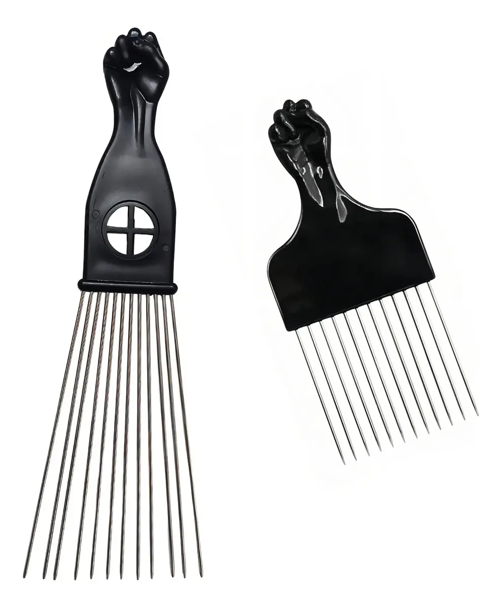 Kit 2 Pentes Garfo Grande Pequeno Mofashi Desembaraçador Afro Metal