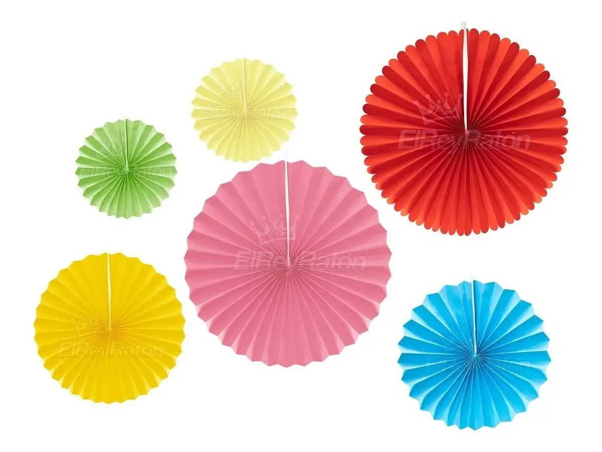Enfeites de papel em ventilador, decoração de guirlanda, 6 peças de cores A90