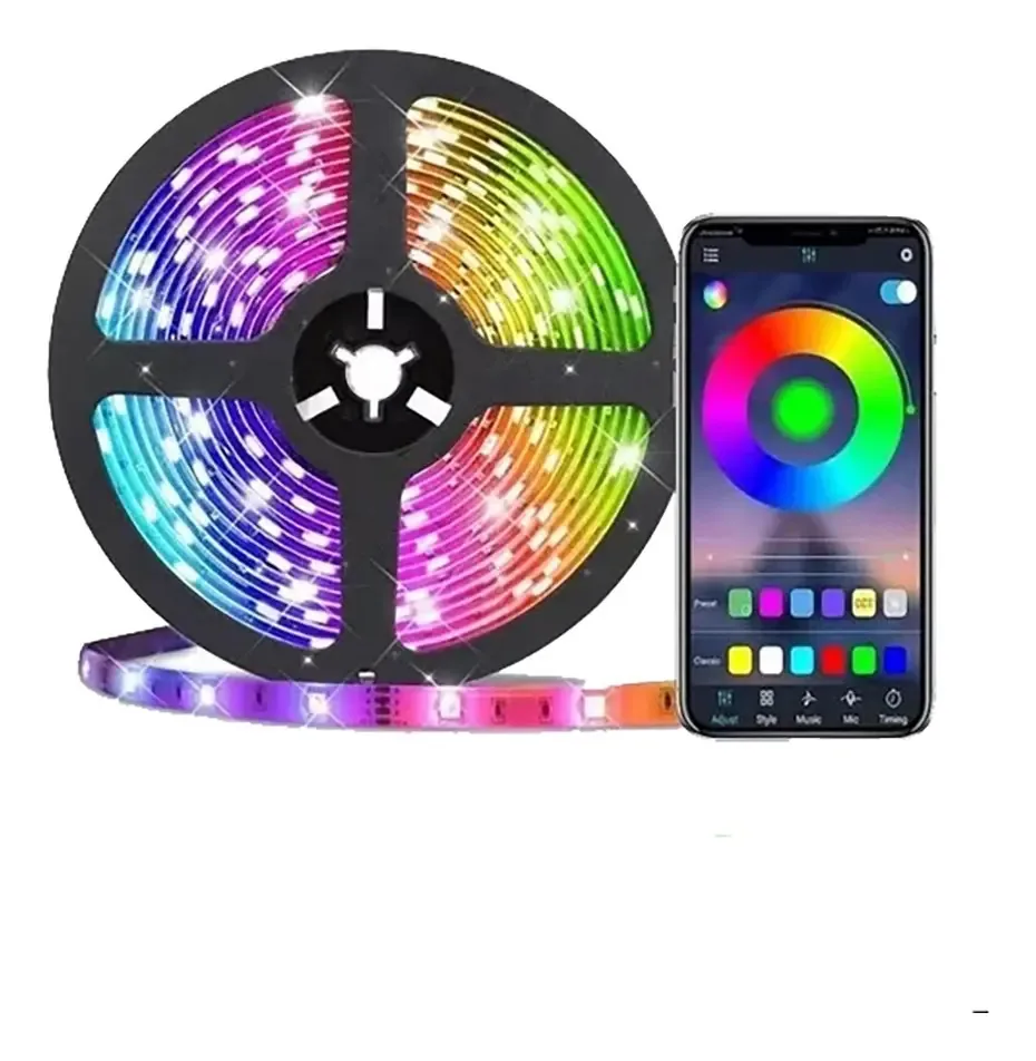 Fita de fita LED Bluetooth Rgb 5mts 5050