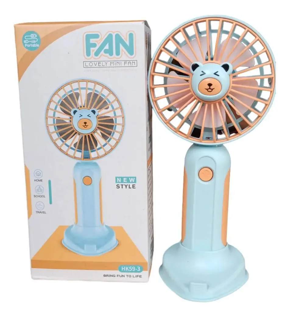 Mini ventilador, ventilador, ventilador, suporte recarregável para celular USB, cor: azul claro