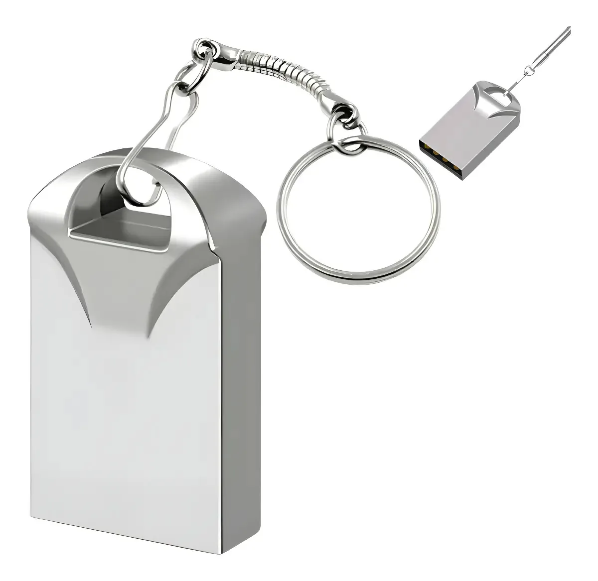 Pen Drive Amana 32GB Mini Chaveiro USB 2.0 Prateado Resistente