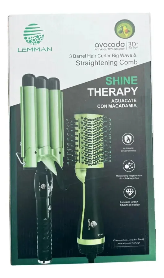 Conjunto combinado de escovas de secagem Lemman Avocado Shine Therapy de 3 tubos com clipe