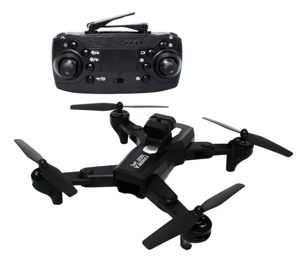 Câmeras Drone Mini Y107 2 HD Conectividade Wi-Fi 2,4 Ghz 120 m, cor preta