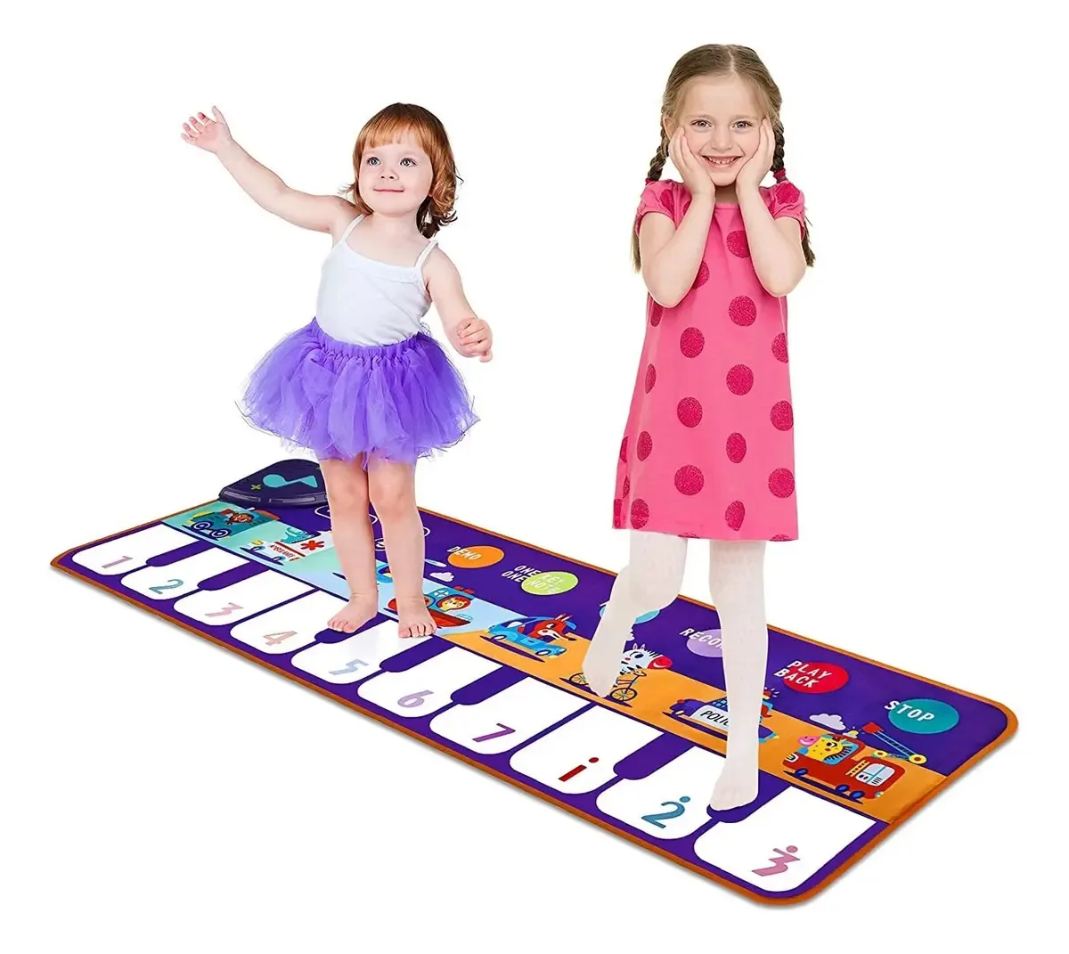 Tapete de piano, tapetes de dança musical de 110* 36 cm para crianças, tapete musical, teclados de brinquedo musical, cobertor de 10 teclas e 8 sons de veículo, 5 modos, para bebês, meninos e meninas
