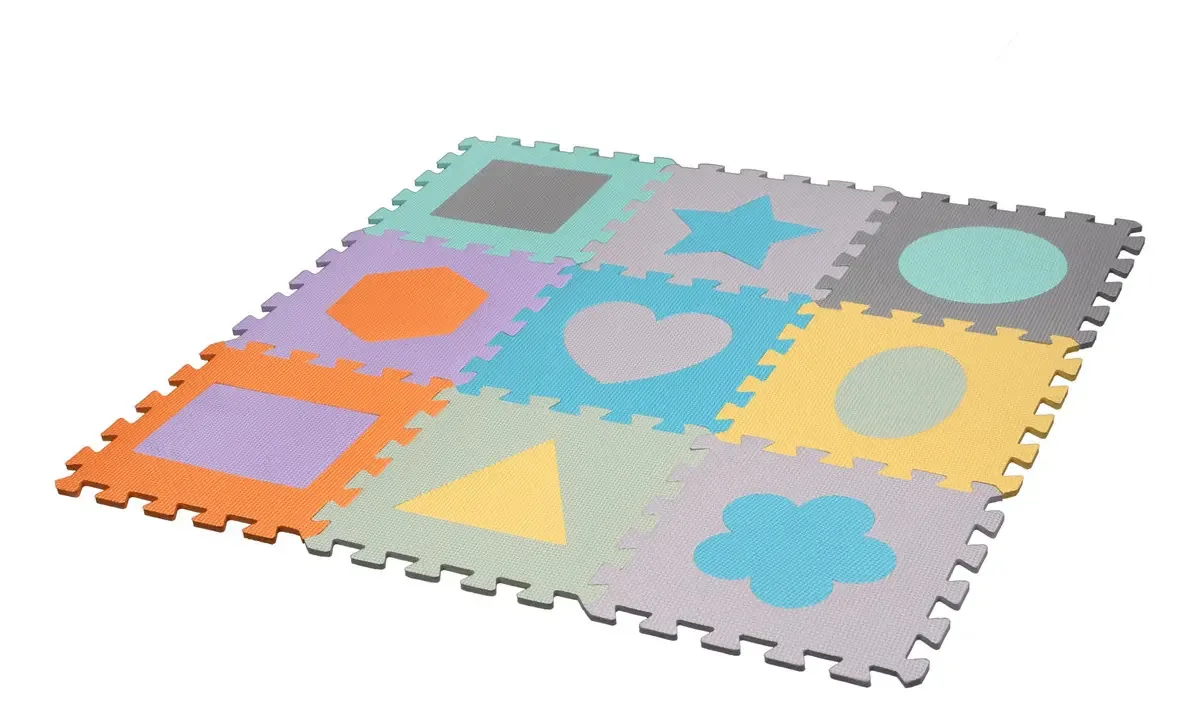 Pisos de borracha Eva embutidos, tapete à prova de choque, bebê, cor infantil, formas geométricas multicoloridas, 93212p