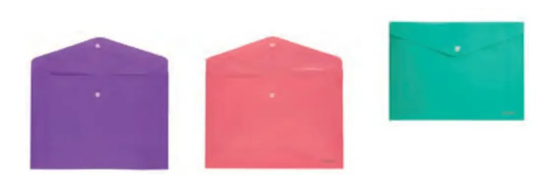 3 envelopes com botão pastel A4 Lama