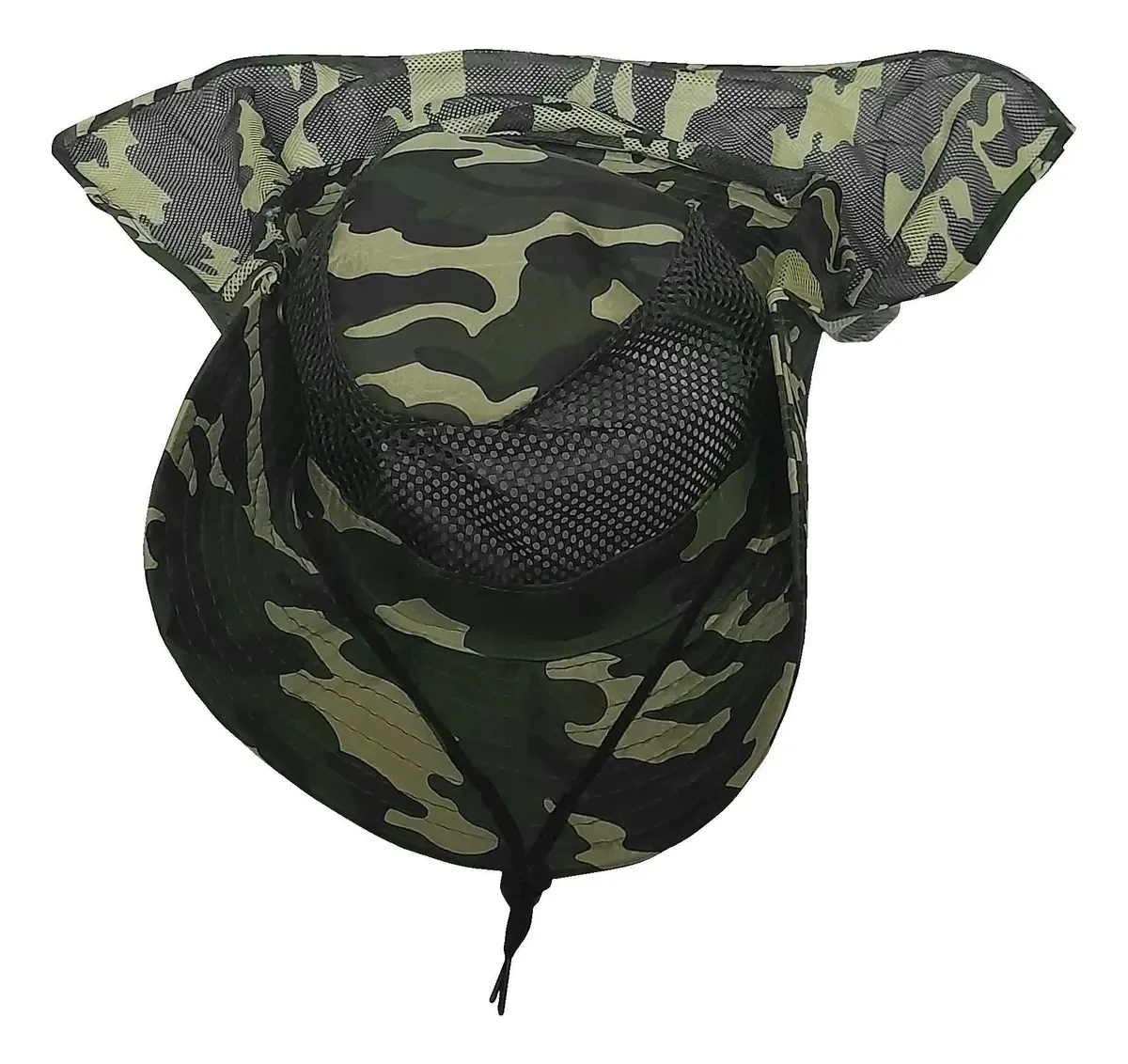 Chapéu Australiano Cor Verde Camuflado Com Proteção E Tela