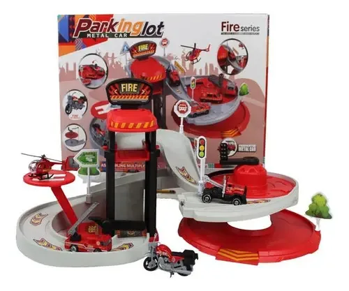 Brinquedo Auto Pista Posto De Bombeiros Infantil 2 Andares