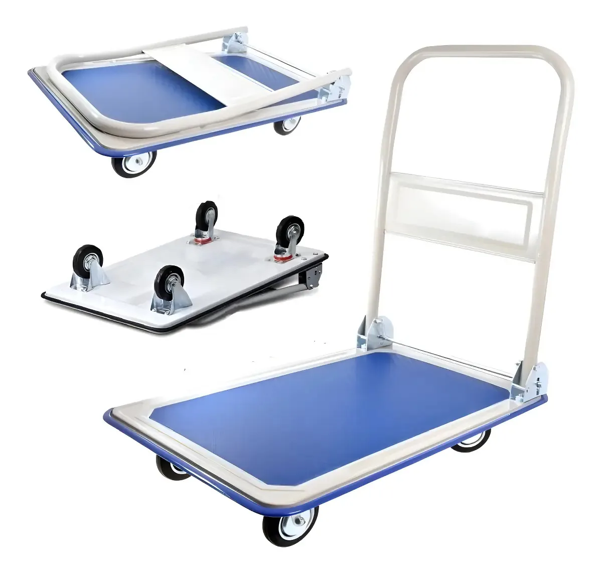 Carrinho Carga Plataforma 150kg 4 Rodas Multiuso Dobravel