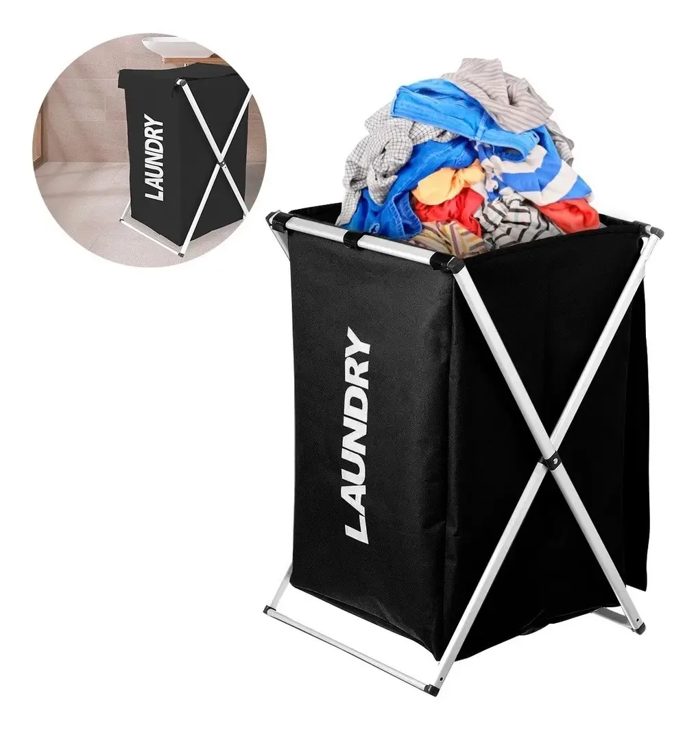 Vasilhas, cestos de roupa suja, cestos de roupa dobráveis, cor preta