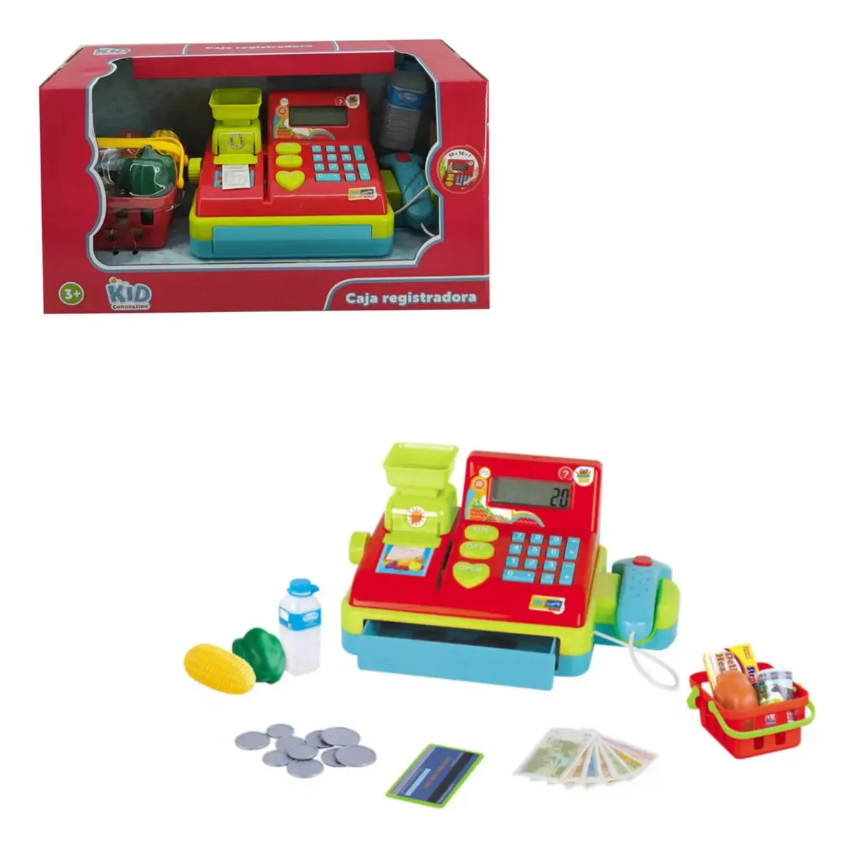Máquina gravadora infantil com luz, som e scanner, cor vermelha