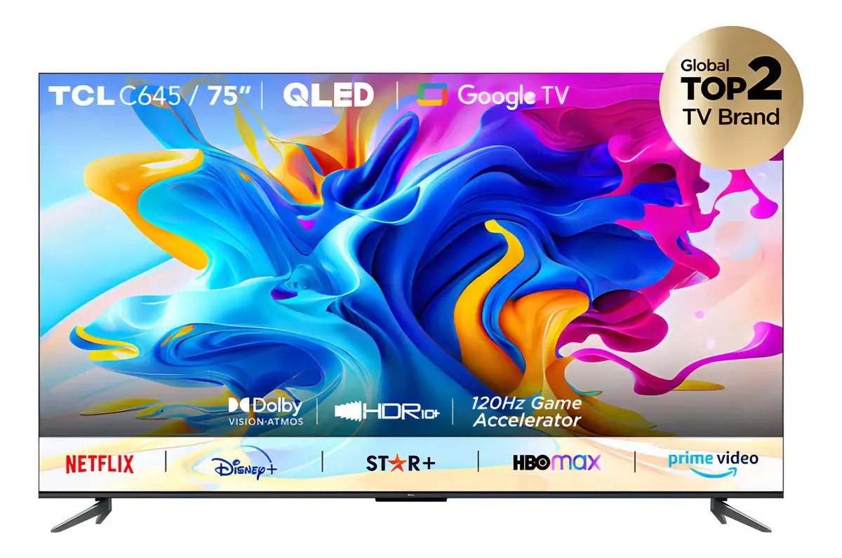 Smart TV TCL Série C645 75C645 QLED Google TV 4K 75"