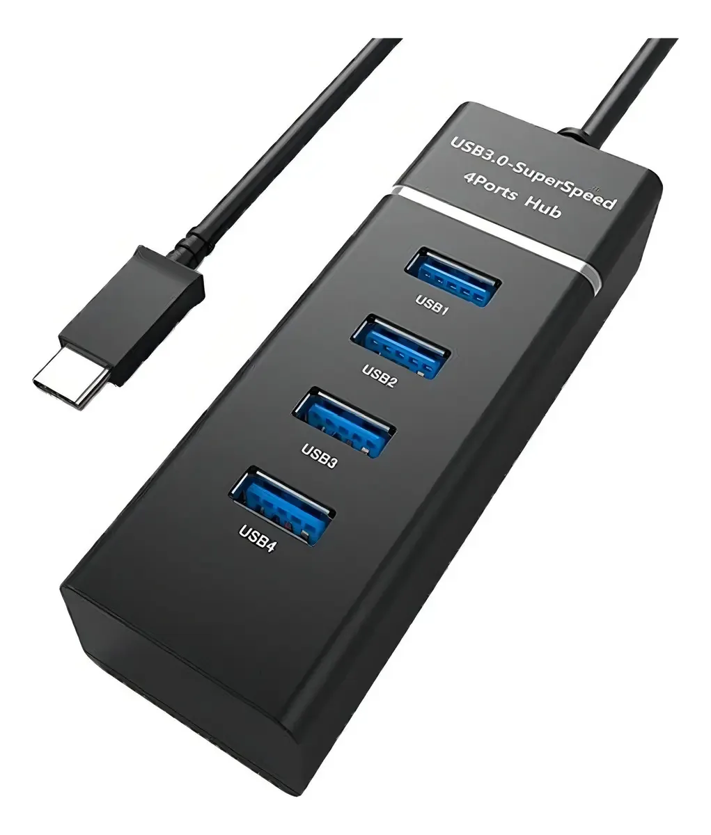 Hub USB Teknitek 4 Portas USB 3.0 para USB-C de 30 cm