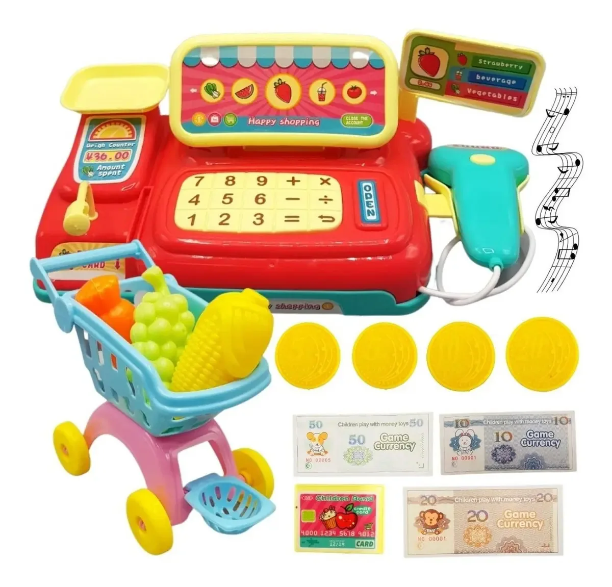 Mercadinho Infantil Caixa Registradora Scanner Com Som Cor Conforme A Foto