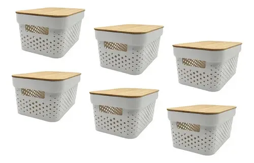 Cestas e caixas organizadoras X6 Chico Nordic Bamboo Cover Tk Color White