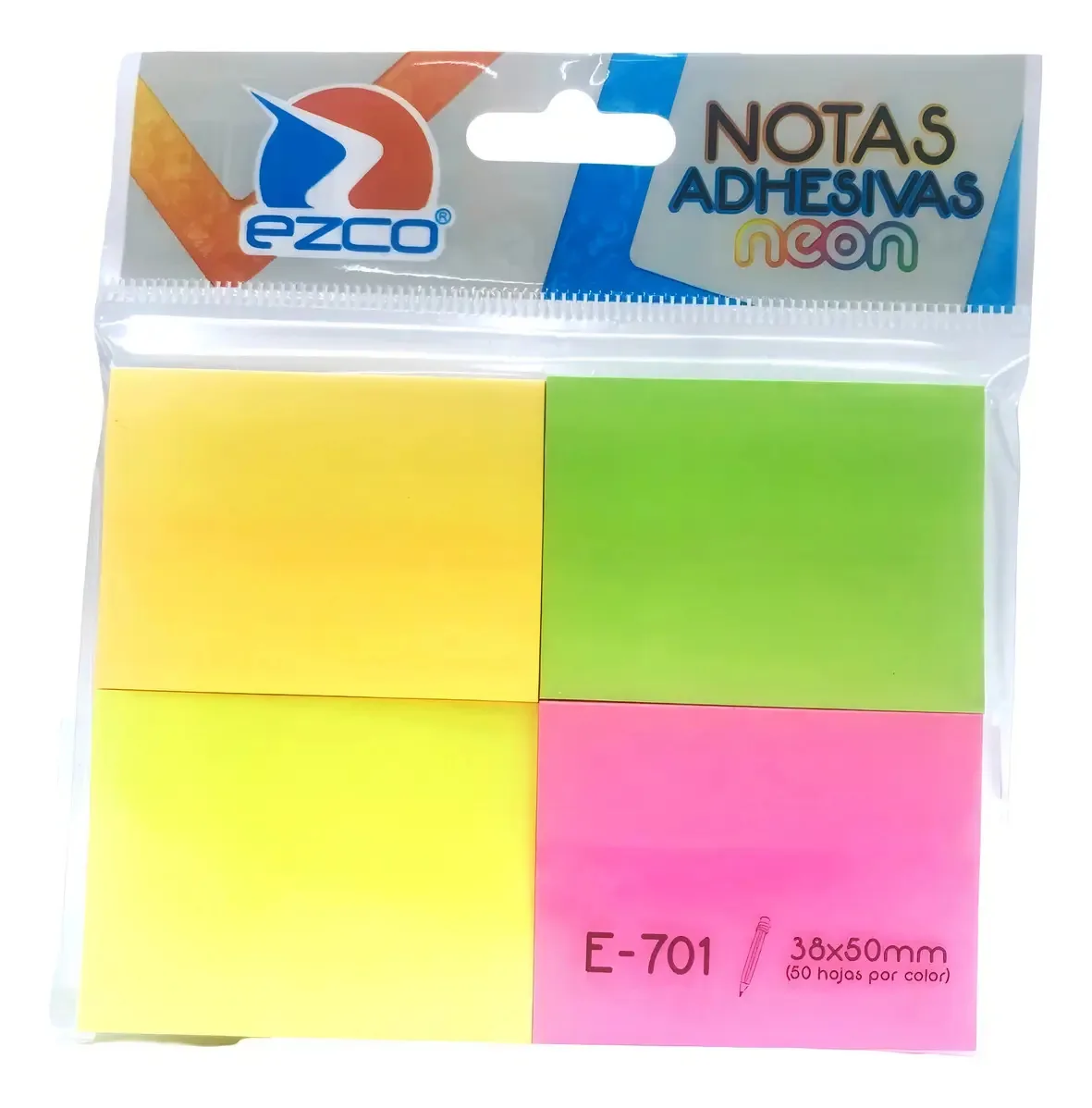 Notas adesivas Ezco Fluo X4 Blocos 38x50mm 50 folhas