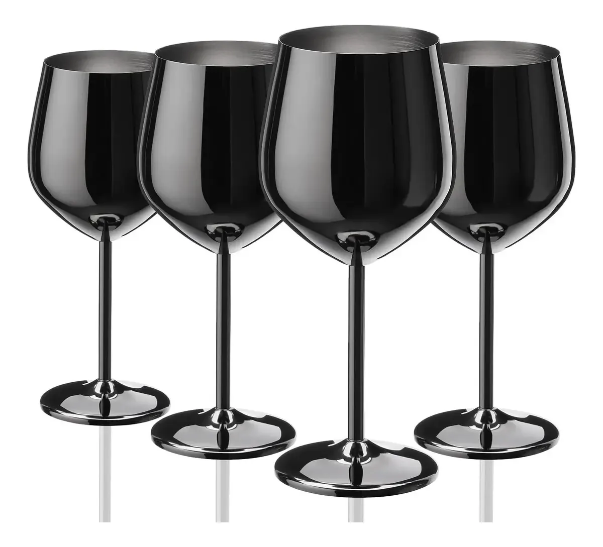 Conjunto Wotor de 4 taças de vinho preto, taças de vinho de aço