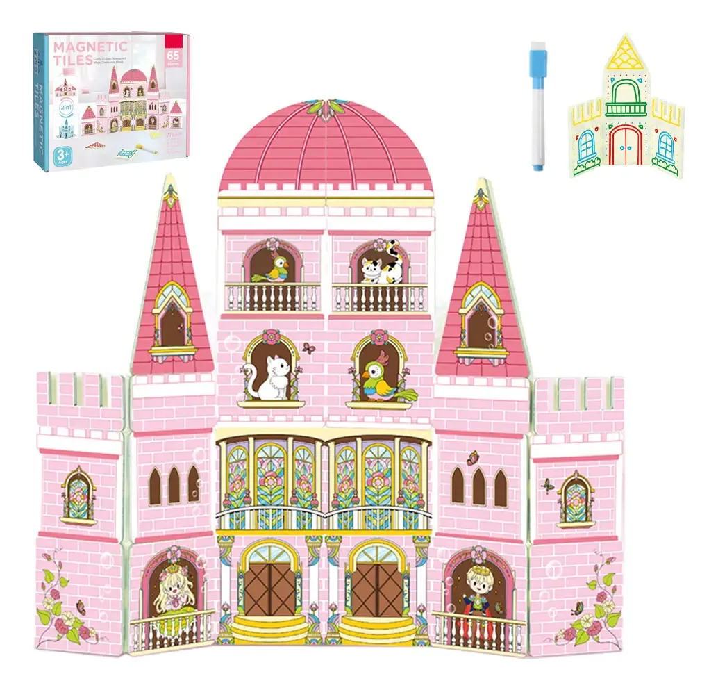 Brinquedos magnéticos de castelo para crianças, prancheta
