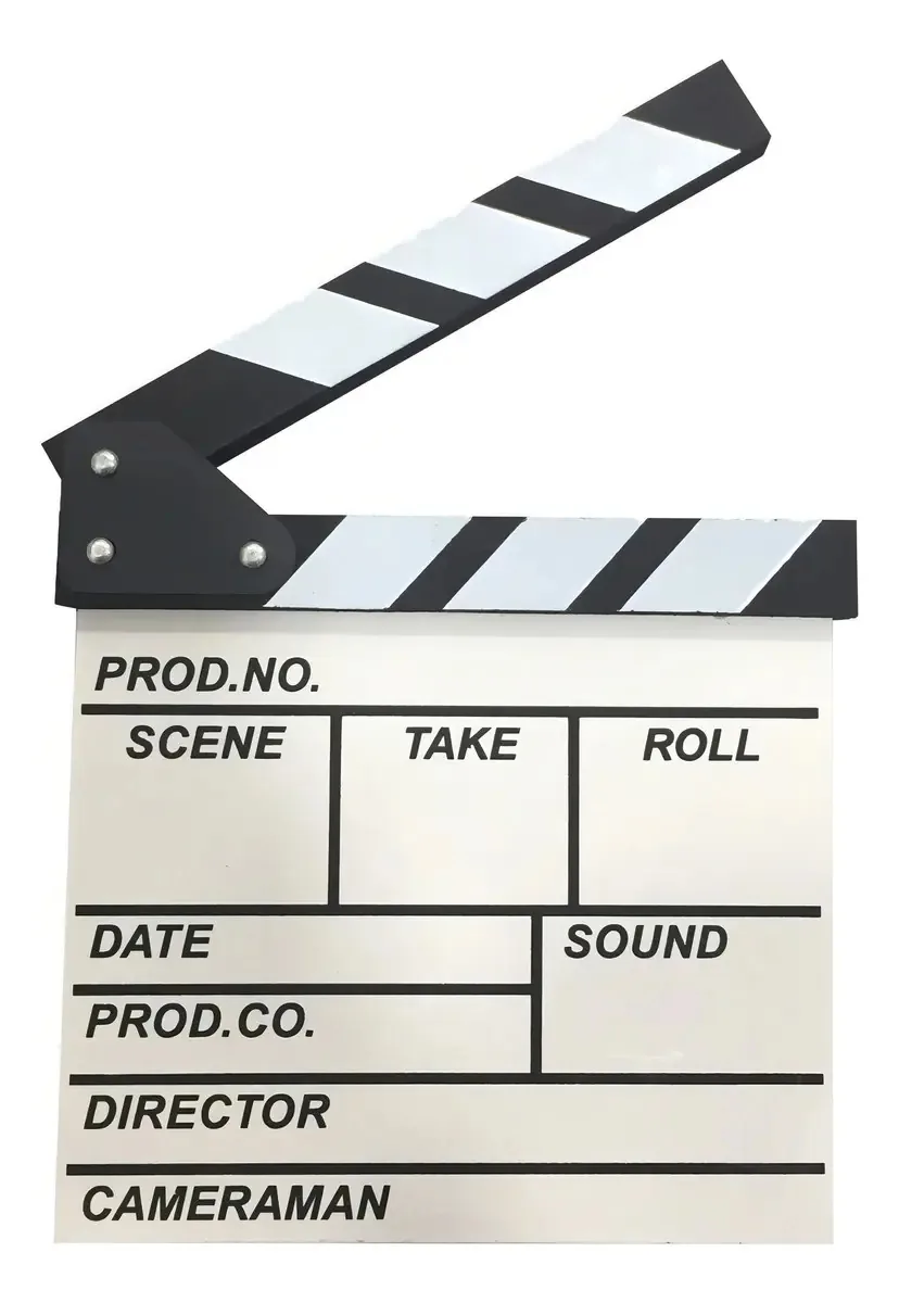 Claquete Cinematográfica Najal Madeira Branco 20x20cm Para Cinema