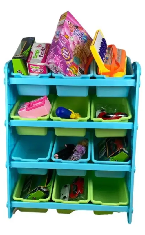 Baú Organizador De Brinquedos Com 12 Gavetas Azul