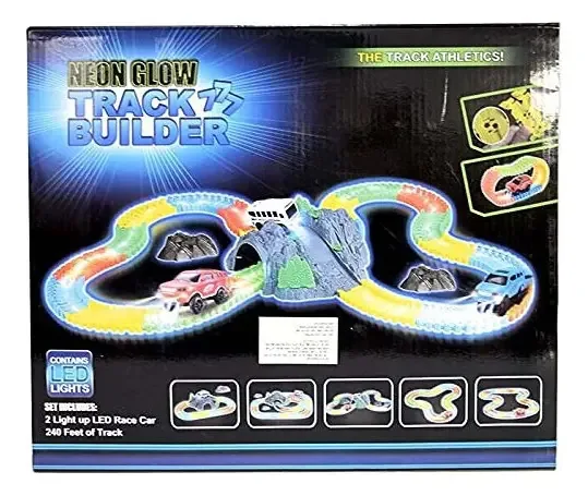 Pista de carro multicolorida em cor neon