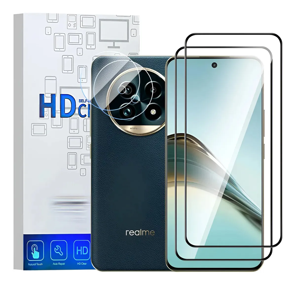 Película protetora com 2 lentes e 2 mícrons para Realme 13 Pro Plus