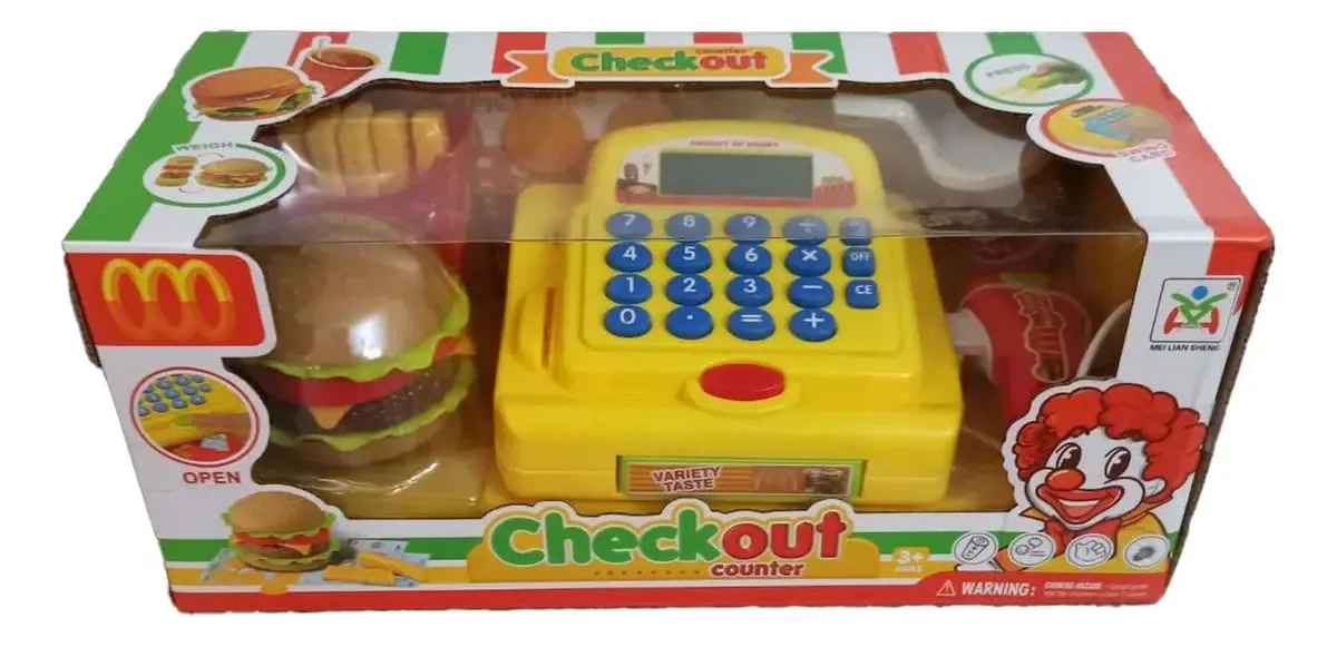 Caixa registradora infantil, balança, som e acessórios, Mac, amarelo