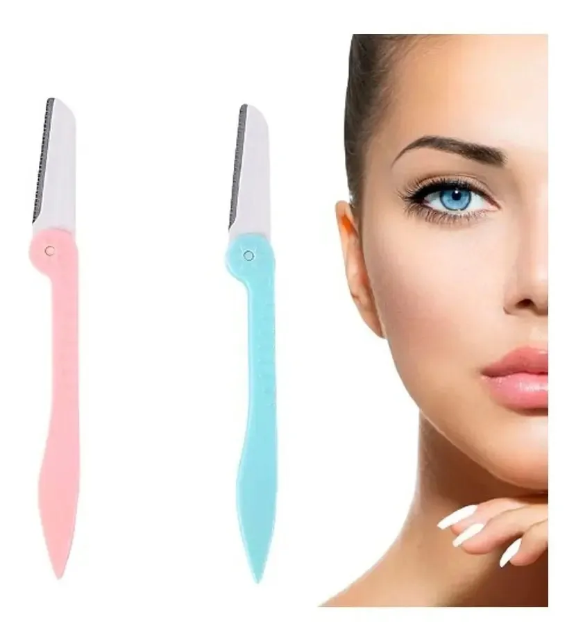 Kit 2 Navalhas Para Sobrancelha E Rosto Unissex Tira Pelos Cor Verde-claro