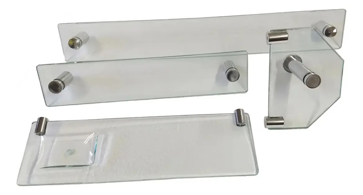 Kit Acessórios Para Banheiro Reto Max Vidro Incolor