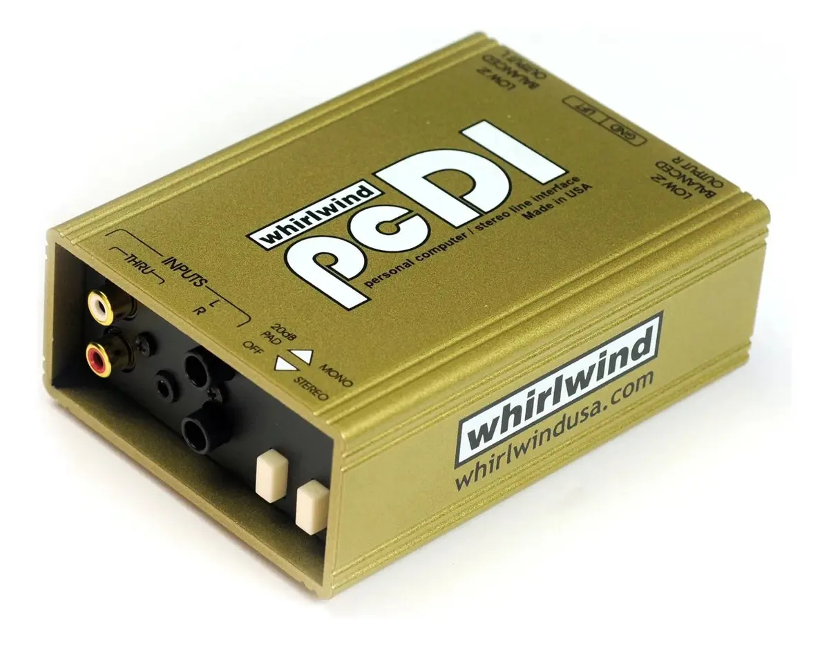 Caixa direta Whirlwind Pcdi para saídas de interface, leitores de CD, placas de som e leitores de MP3 para iPod