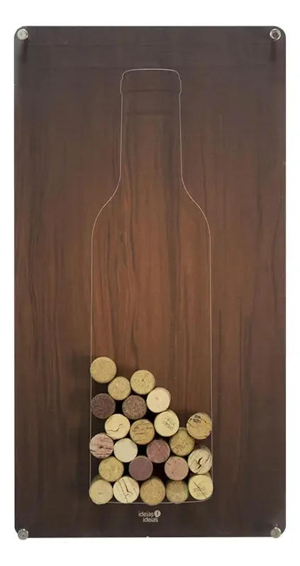 Quadro Porta Rolha Garrafa De Vinho Silhueta Bar