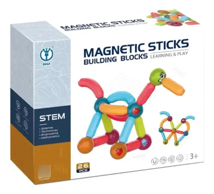 Blocos de bastões magnéticos (26 peças)