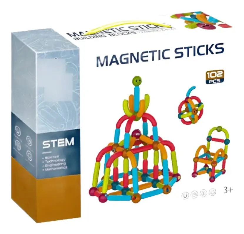 Blocos de bastões magnéticos (102 peças)
