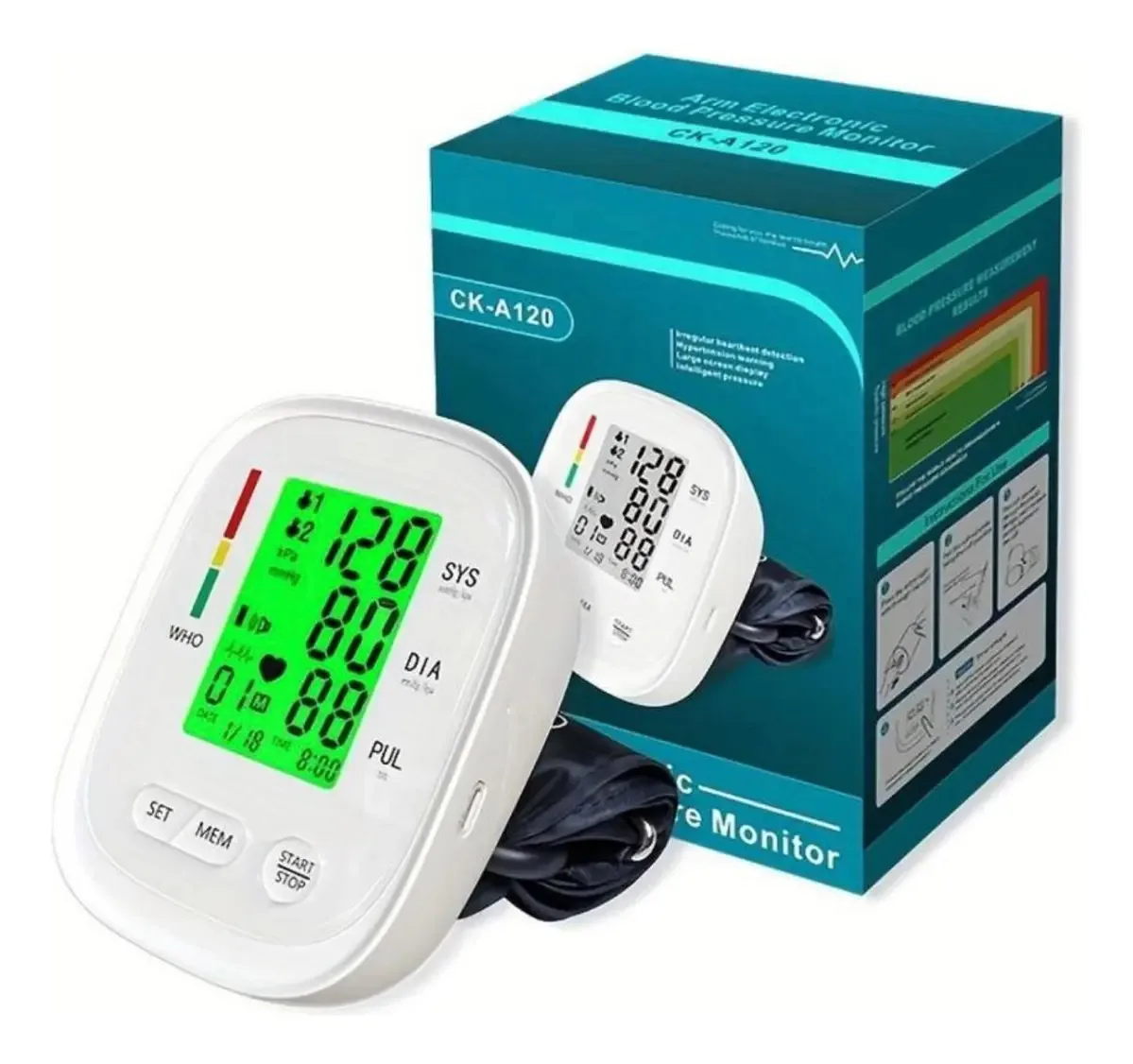 Monitor de pressão arterial recarregável USB Monitor de pressão arterial branca