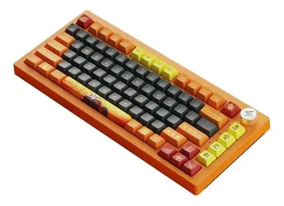 Teclado Mecanico Akko 5075b+ Naruto Uzumaki Laranja Inglês Us