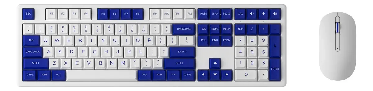 Kit Teclado Membrana E Mouse Akko Mx108 Branco E Azul