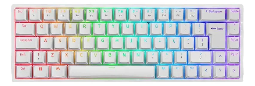 Teclado Mecânico Akko 3068b Plus Branco Switch Blue Abnt2