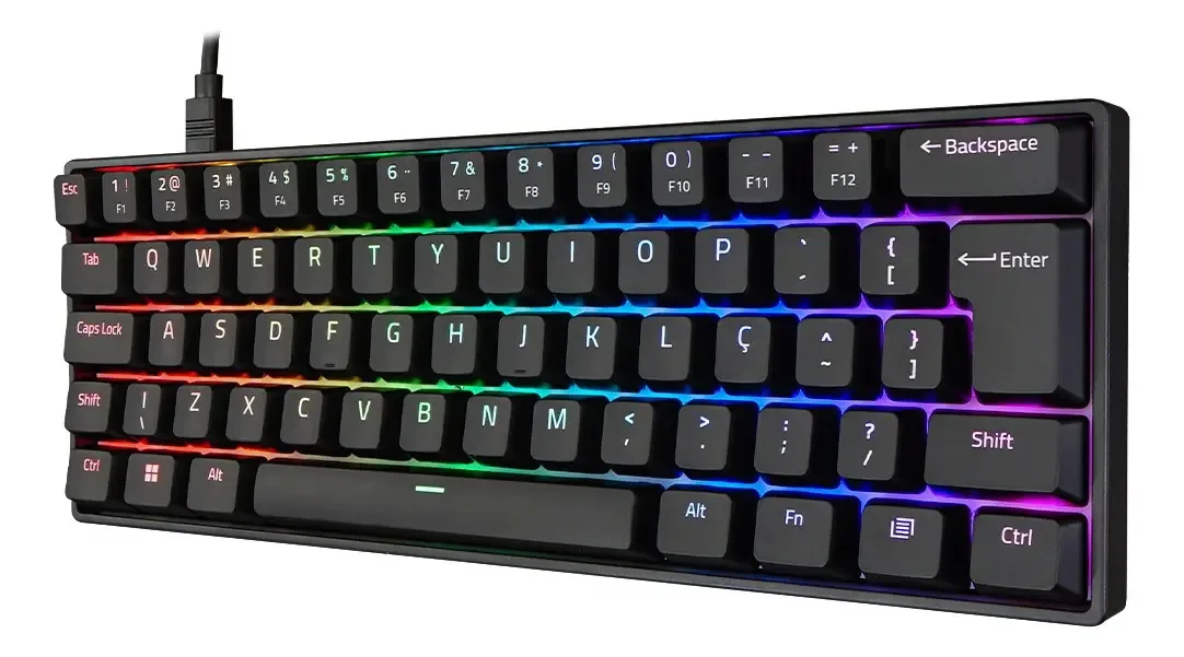 Teclado Mecânico Akko 3061s Preto ABNT2 Switch Rosa RGB