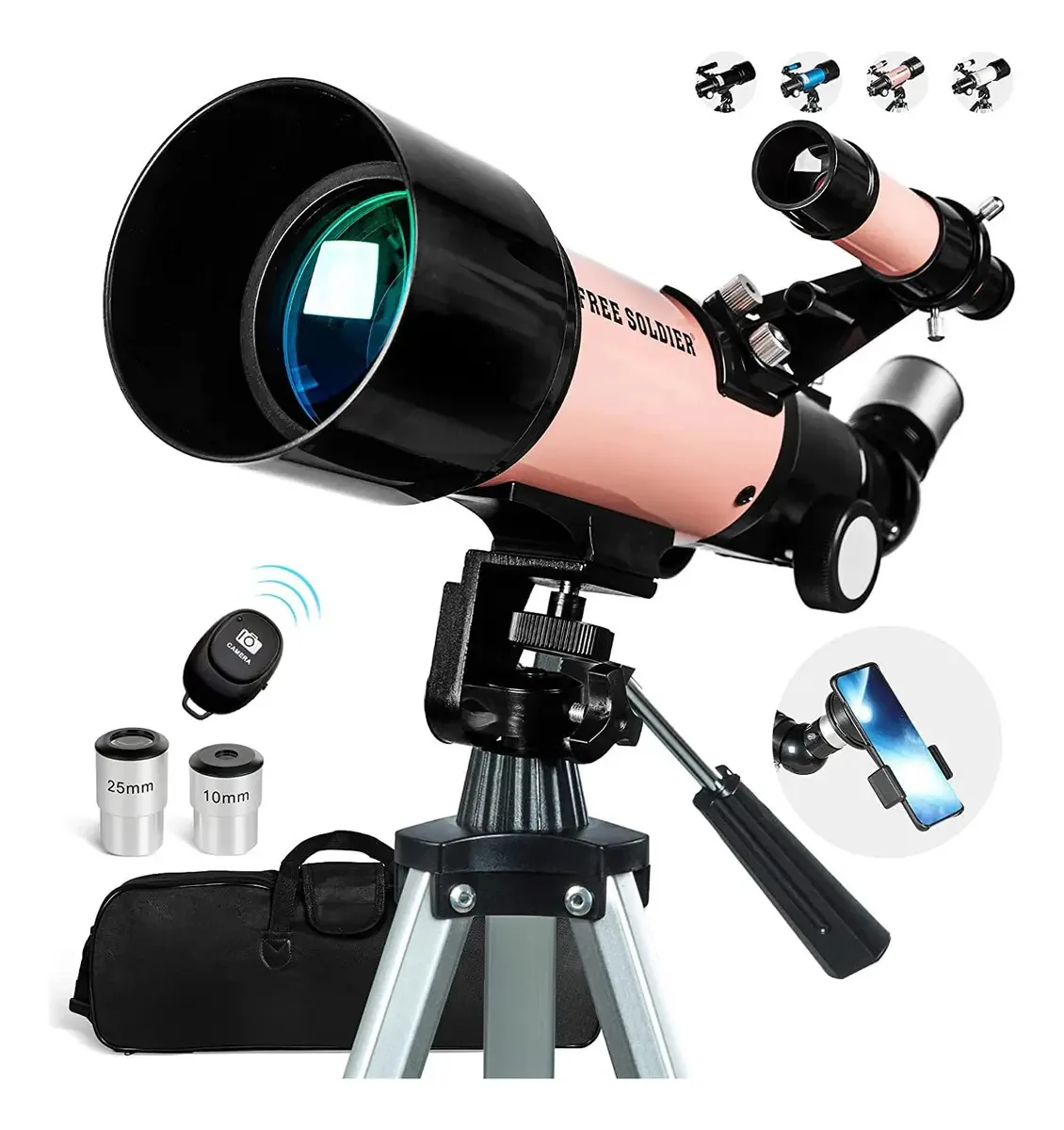 Telescópios para meninos, meninas e adultos, com abertura de 70 mm e distância focal de 400 mm, telescópio portátil profissional para crianças e iniciantes com bolsa de transporte remoto sem fio