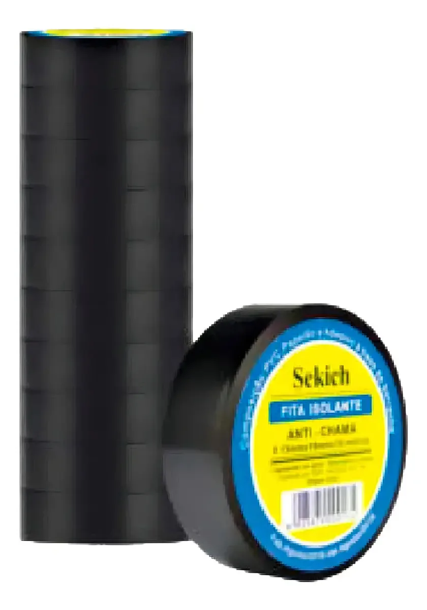Fita Isolante Sekich Anti-Chama 5m Borracha Kit 10 Unidades